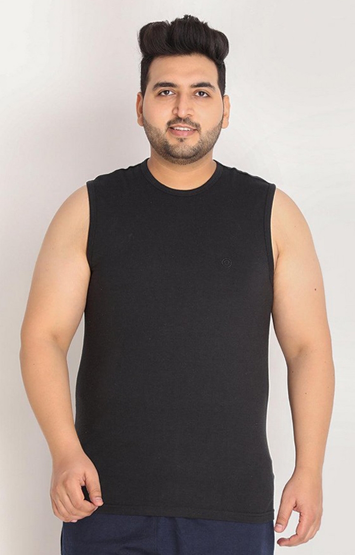 CHKOKKO | Men's Black Solid Polycotton Vest