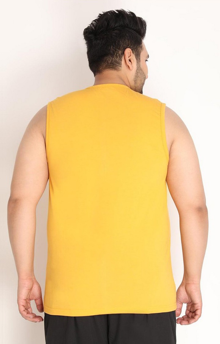 Men's Mustard Yellow Solid Polycotton Vest