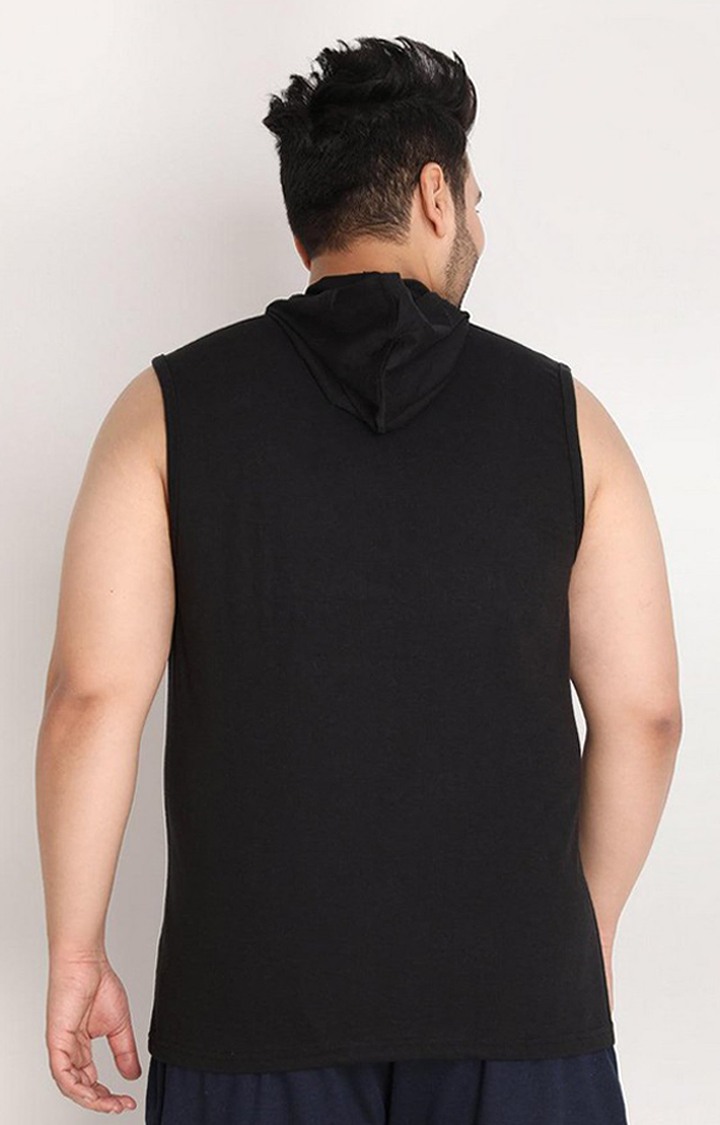 Men's Black Solid Polycotton Hoodie