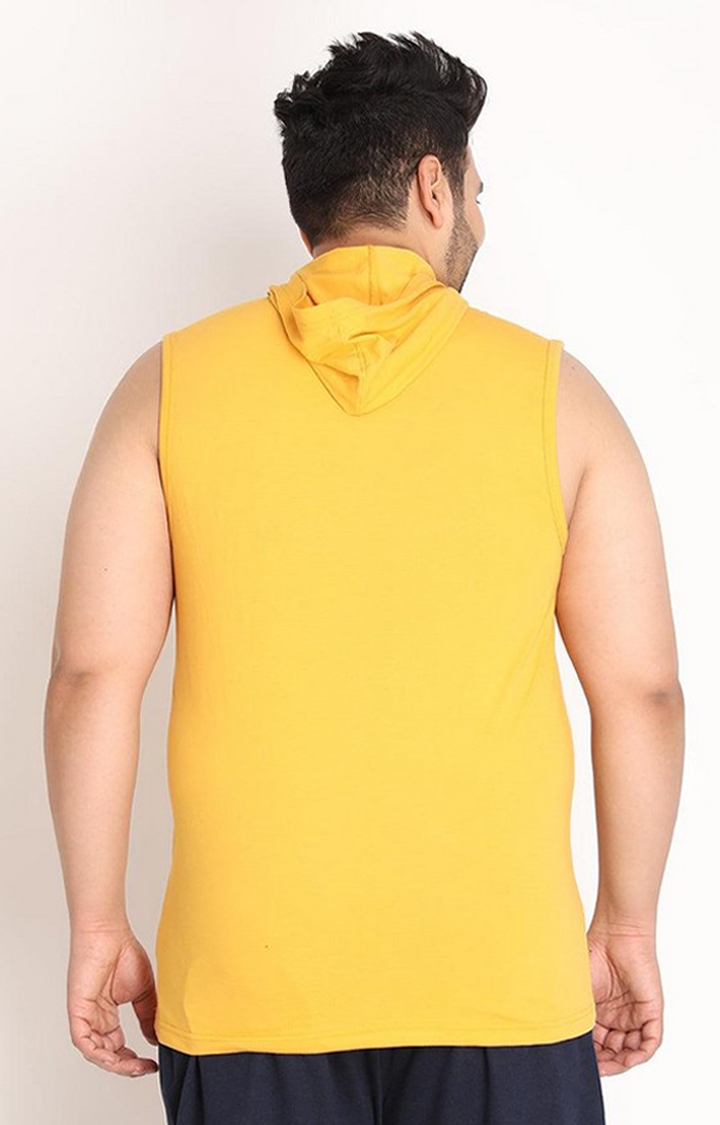 Men's Yellow Solid Polycotton Hoodie