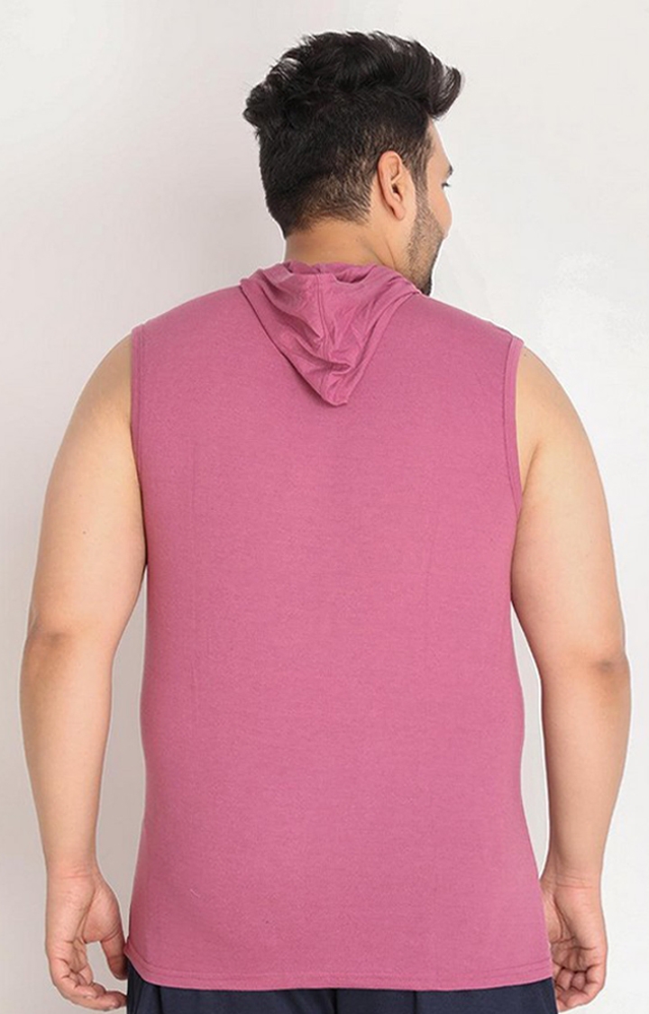 Men's Pink Solid Polycotton Hoodie