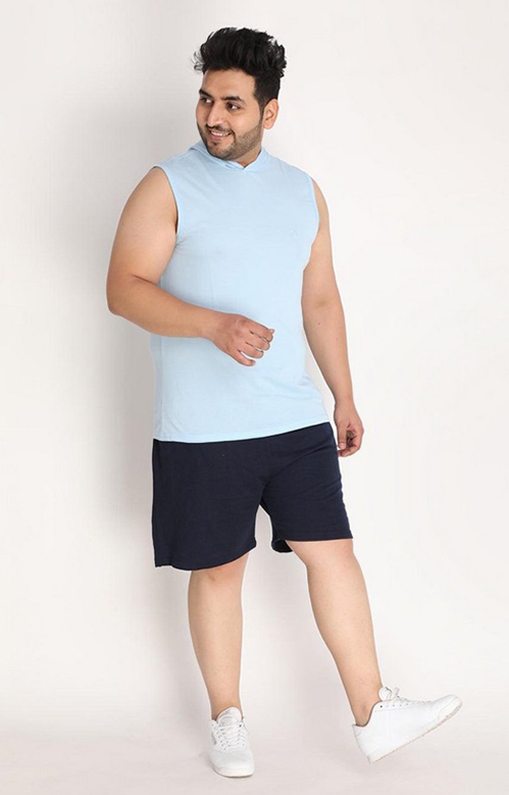Men's Blue  Solid Polycotton Hoodie