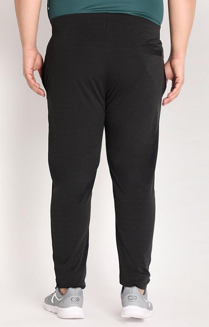 Men's Black Solid Polyester Trackpant