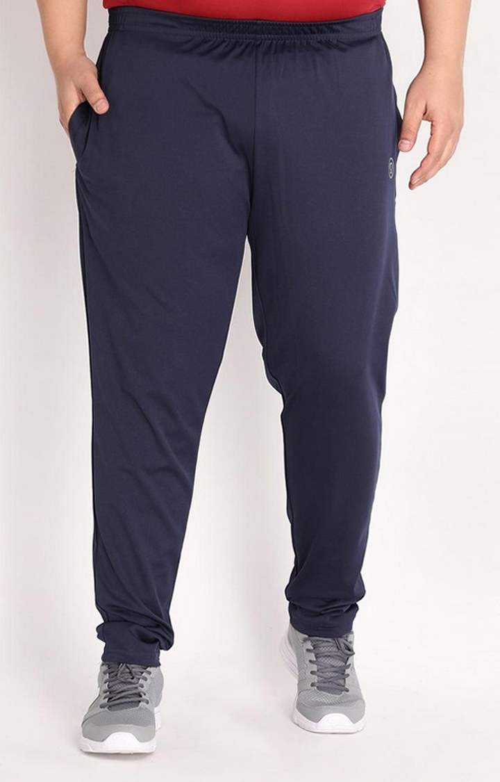 CHKOKKO | Men's Navy Blue Solid Polyester Trackpant
