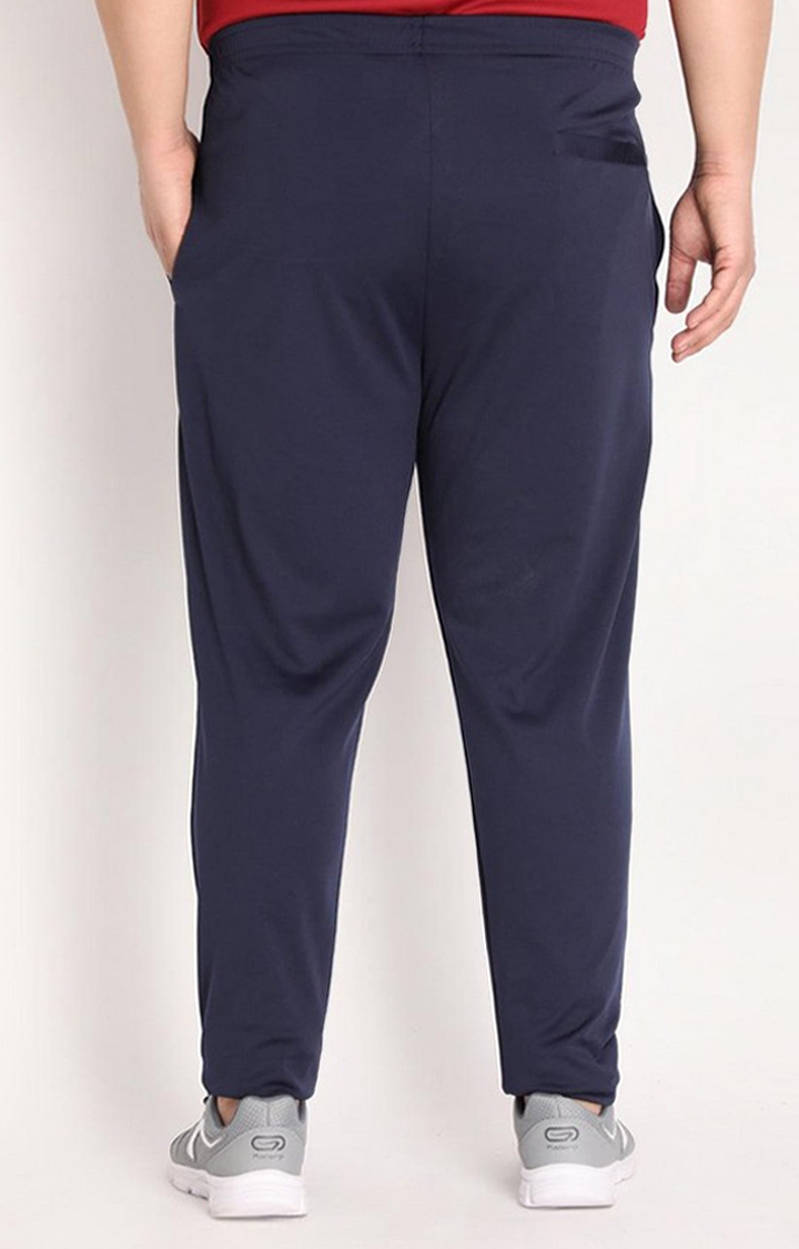 Men's Navy Blue Solid Polyester Trackpant