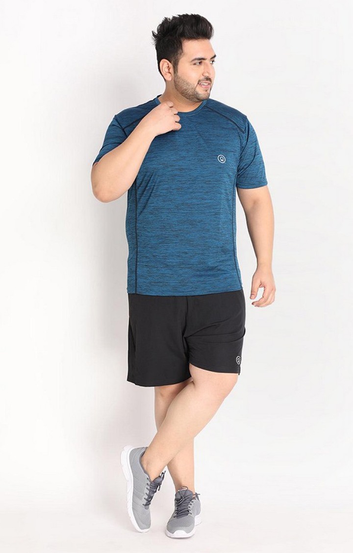 Men's Black Solid Polyester Activewear Shorts