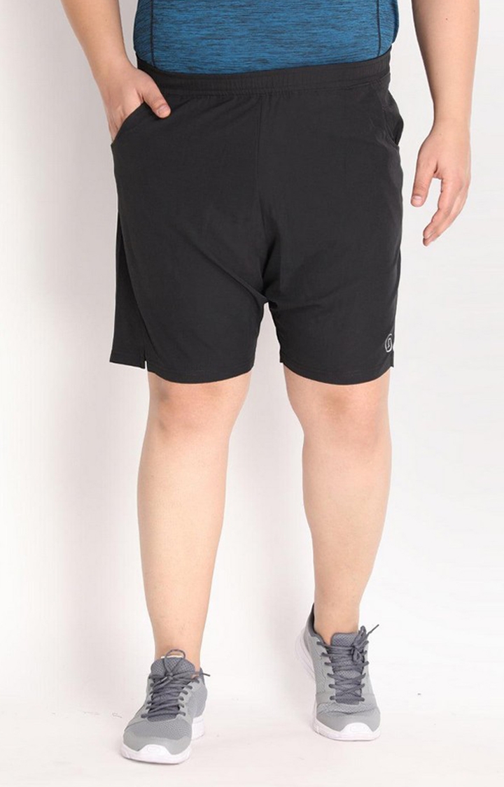 CHKOKKO | Men's Black Solid Polyester Activewear Shorts