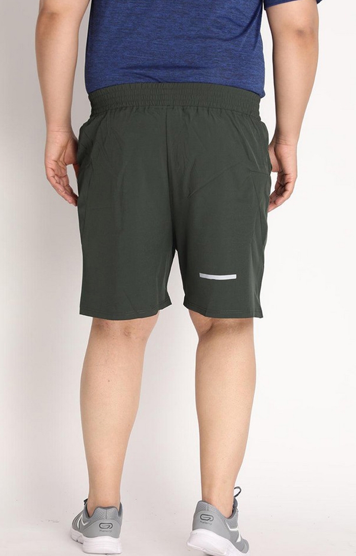 Men's Olive Green Solid Polyester Activewear Shorts