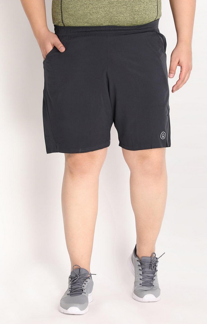 Men's Grey Solid Polyester Activewear Shorts