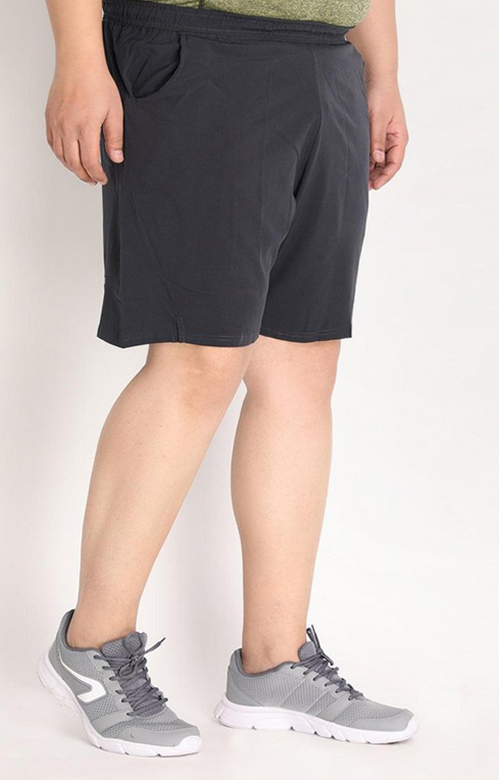 Men's Grey Solid Polyester Activewear Shorts