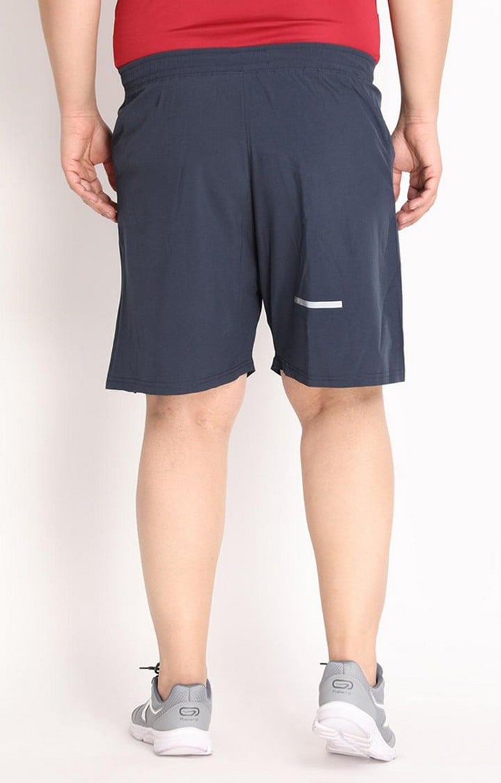 Men's Midnight Blue Solid Polyester Activewear Shorts