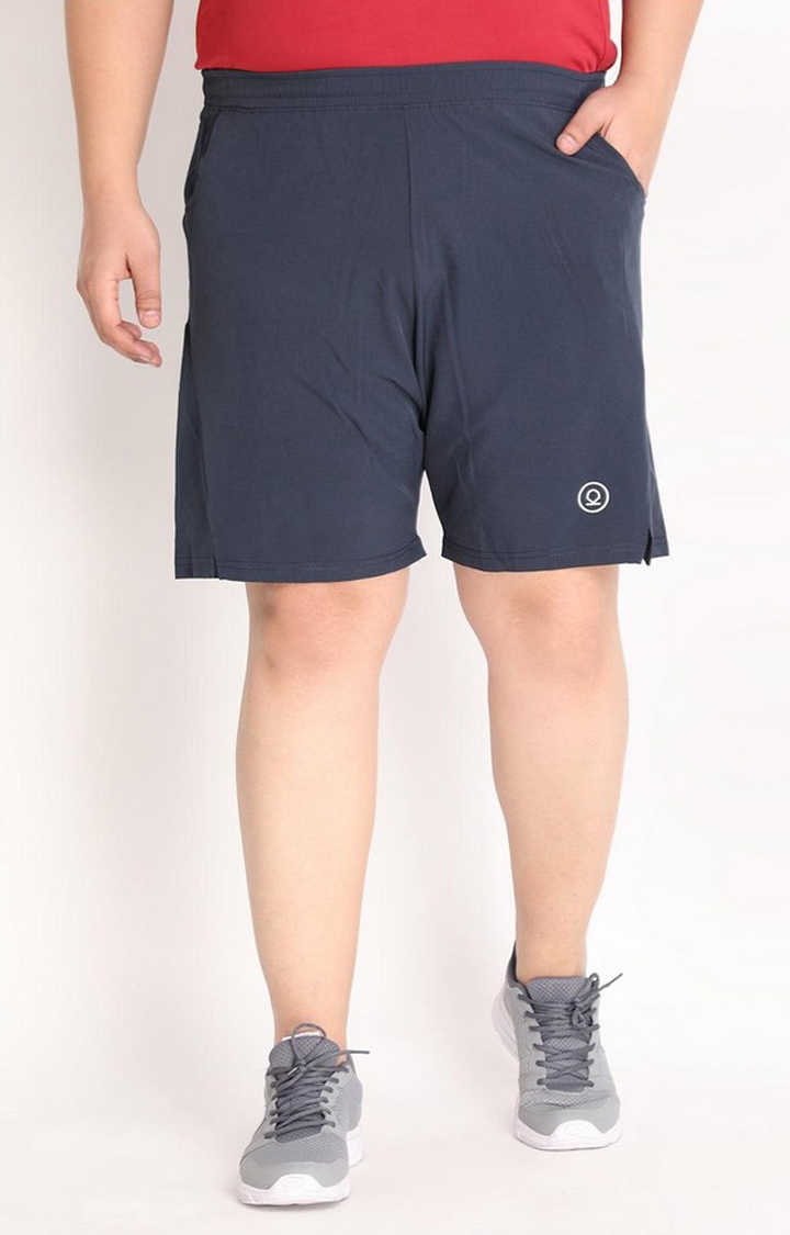 Men's Midnight Blue Solid Polyester Activewear Shorts