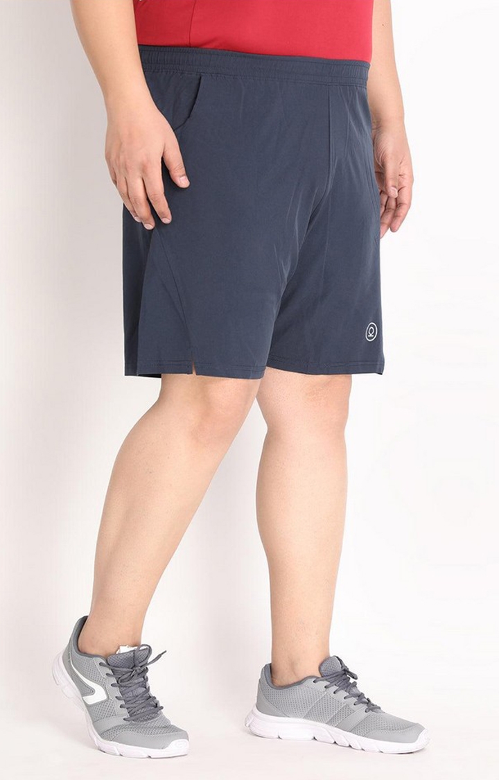 Men's Midnight Blue Solid Polyester Activewear Shorts