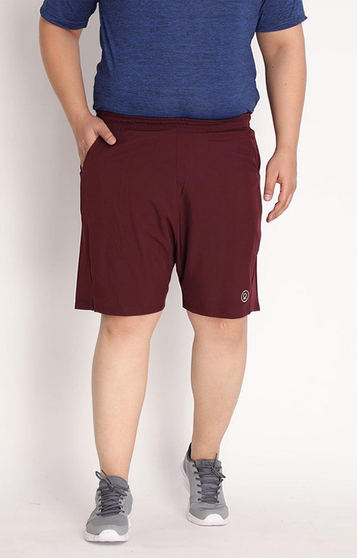 Men's Maroon Solid Polyester Activewear Shorts