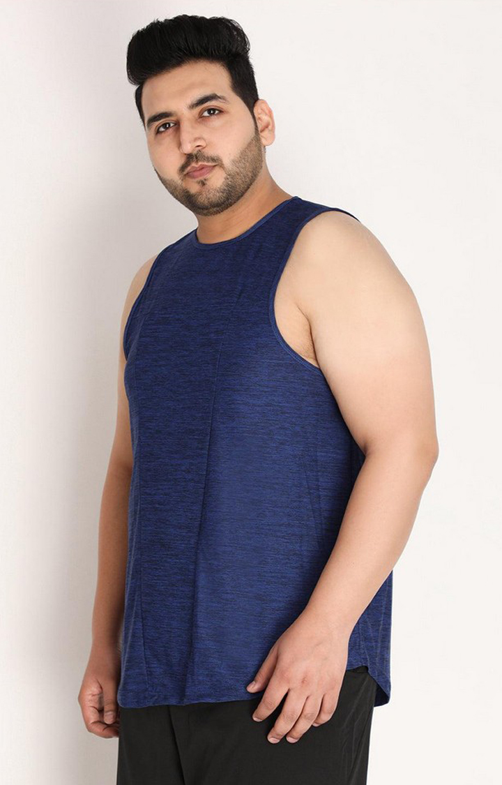 Men's Blue Melange Textured Polyester Vest