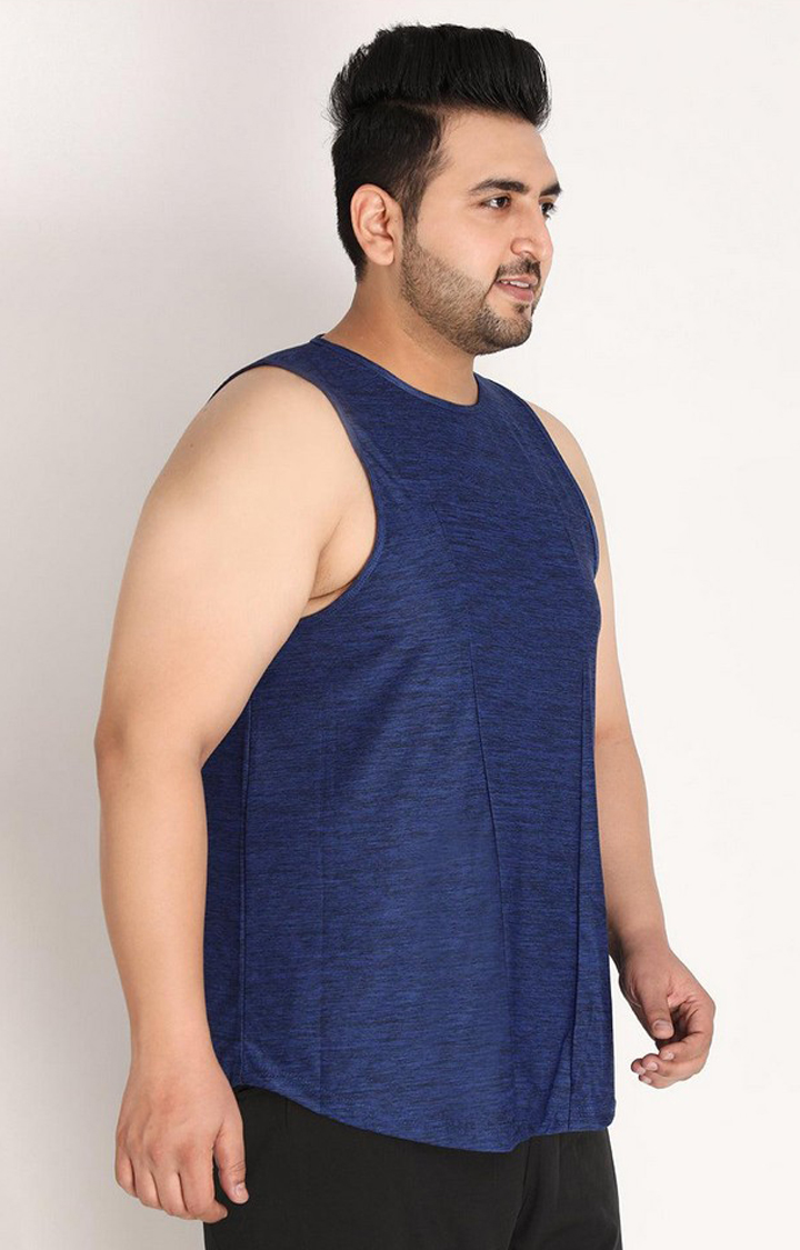 Men's Blue Melange Textured Polyester Vest