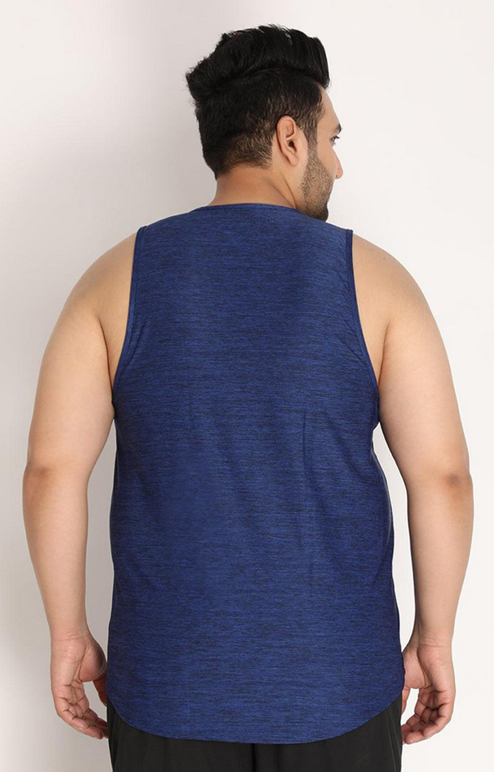 Men's Blue Melange Textured Polyester Vest