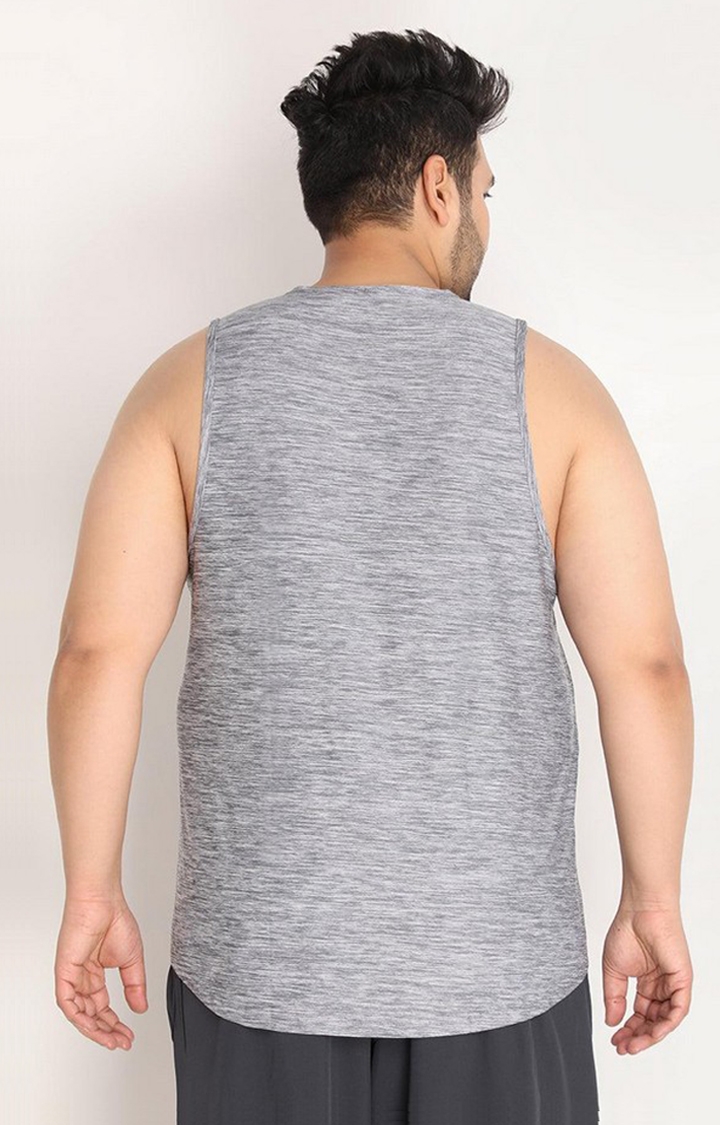 Men's Grey Melange Textured Polyester Vest