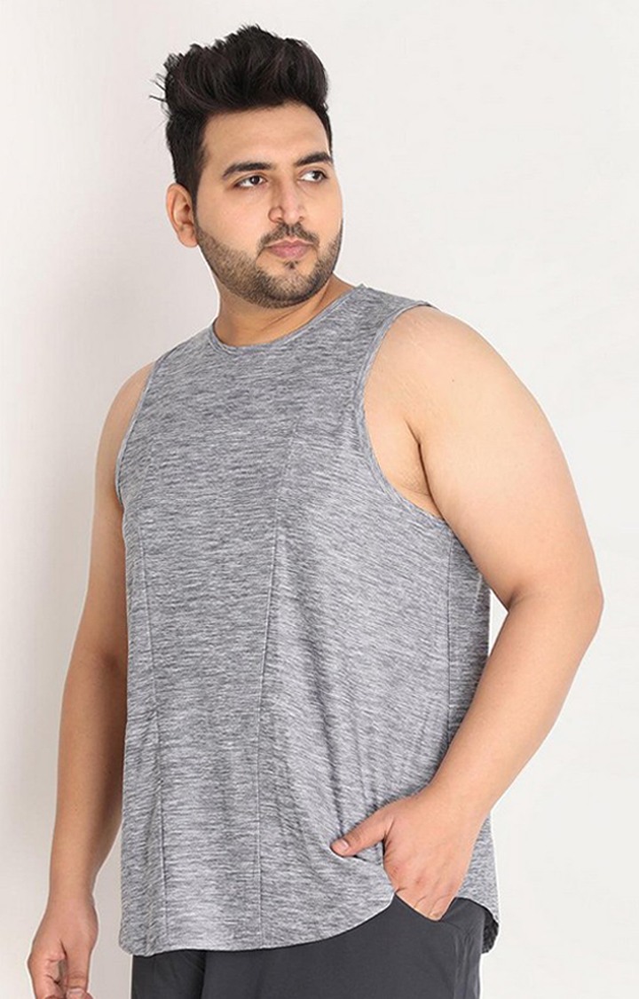 Men's Grey Melange Textured Polyester Vest