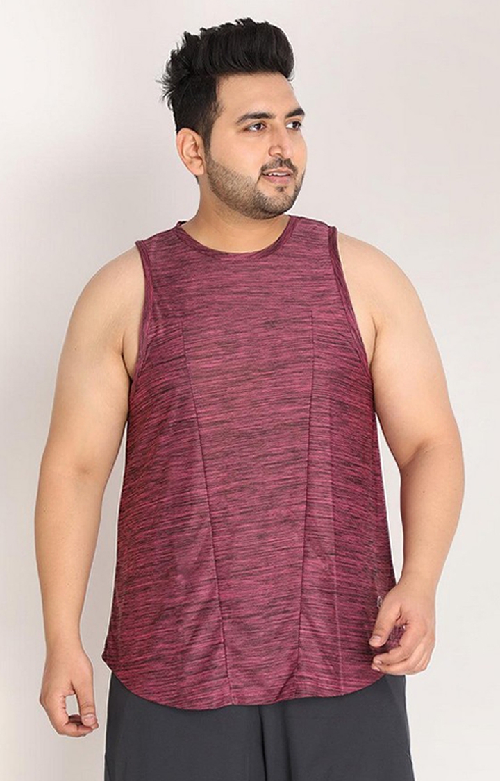 CHKOKKO | Men's Magenta Melange Textured Polyester Vest