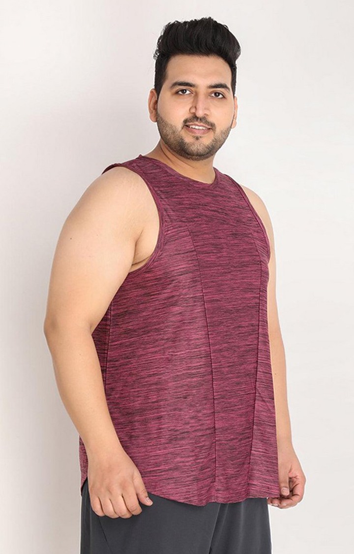 Men's Magenta Melange Textured Polyester Vest