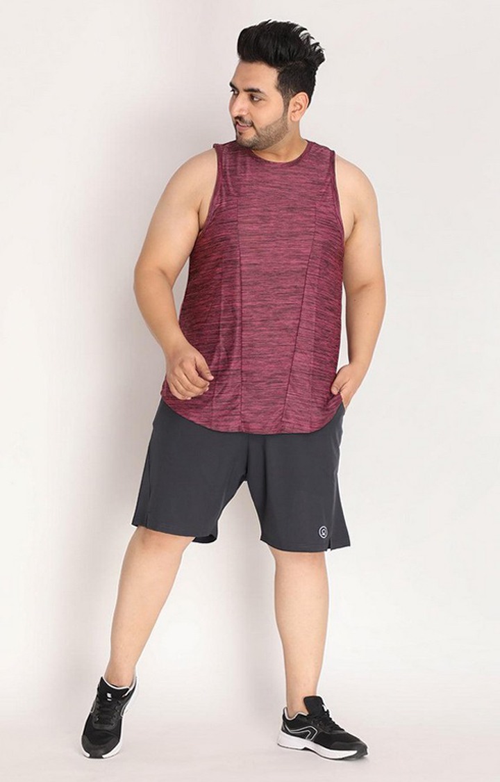 Men's Magenta Melange Textured Polyester Vest