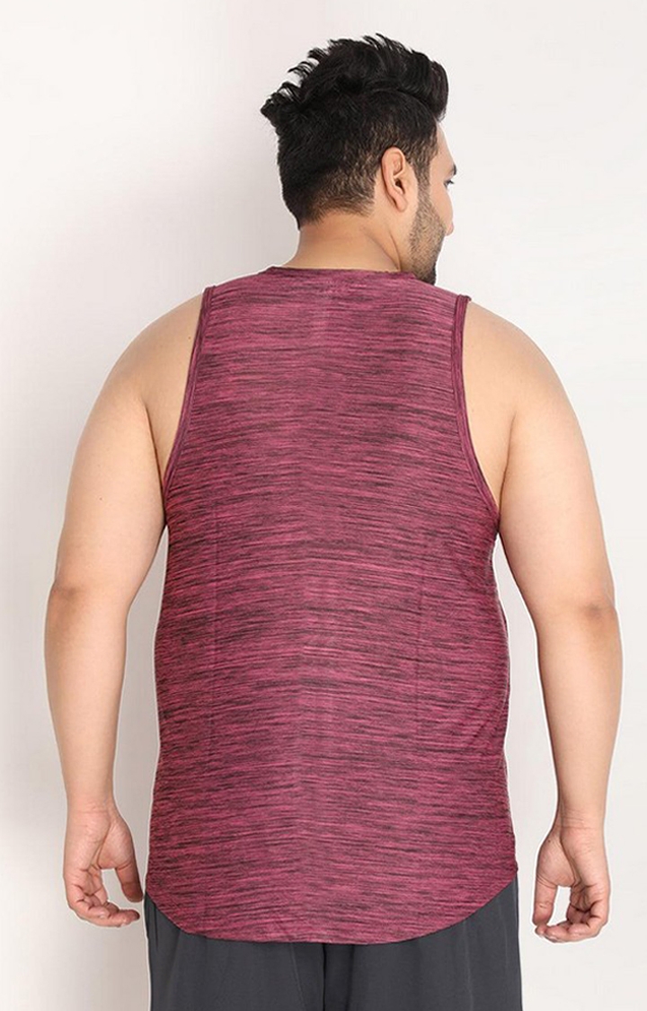 Men's Magenta Melange Textured Polyester Vest