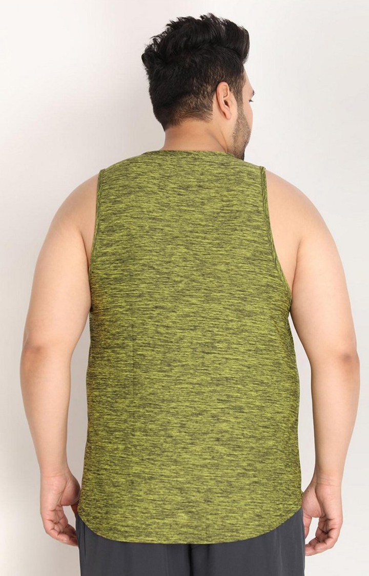 Men's Green Melange Textured Polyester Vest