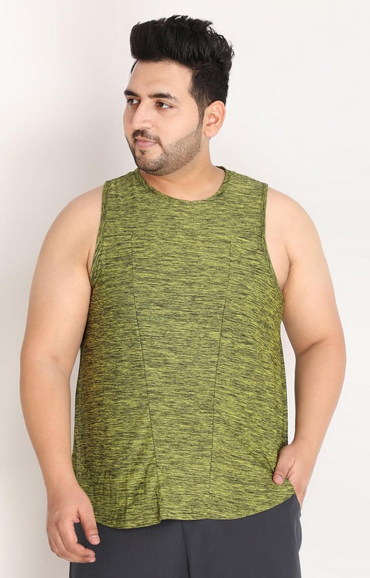 Men's Green Melange Textured Polyester Vest