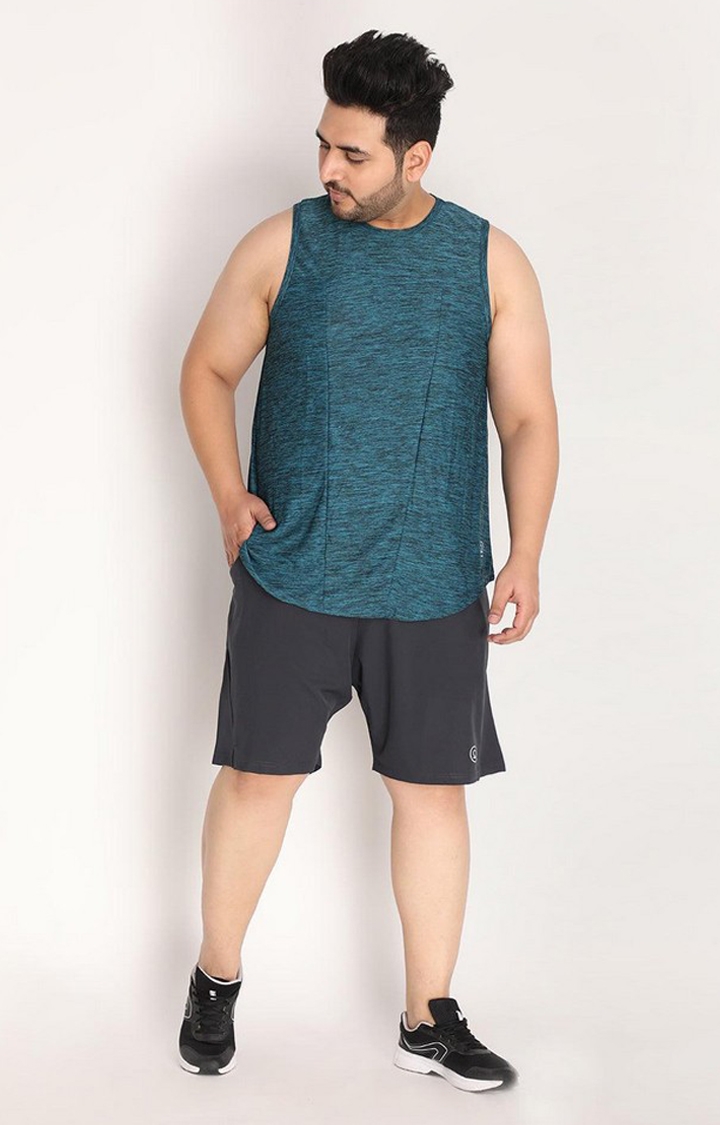 Men's Sea Green Melange Textured Polyester Vest