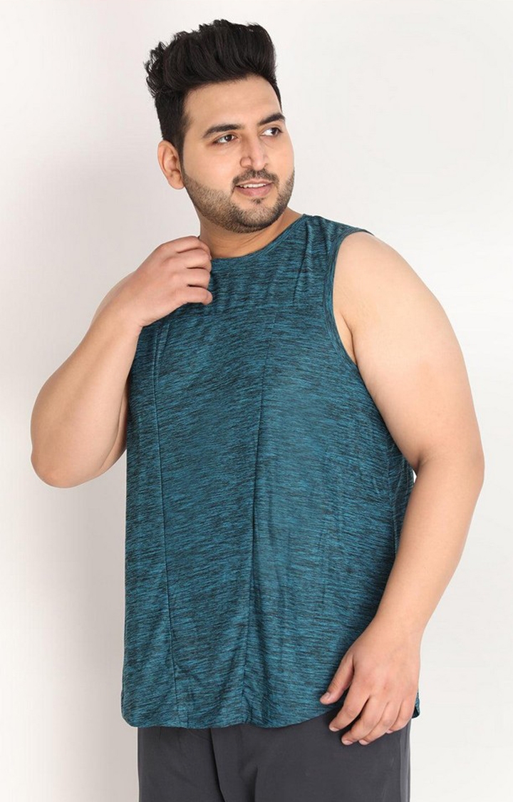 Men's Sea Green Melange Textured Polyester Vest