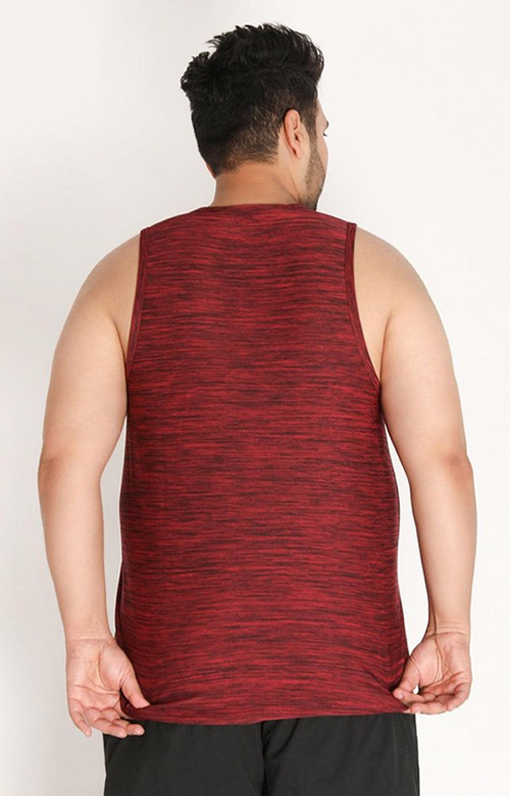 Men's Wine Red Melange Textured Polyester Vest
