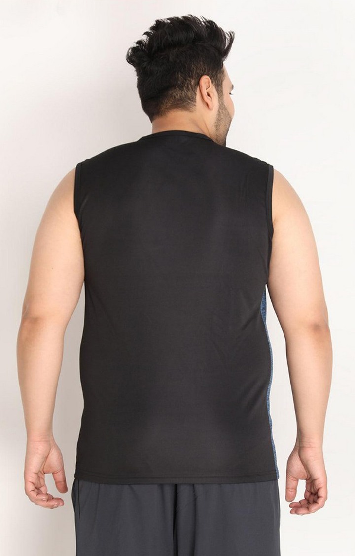 Men's Black Solid Polyester Vest