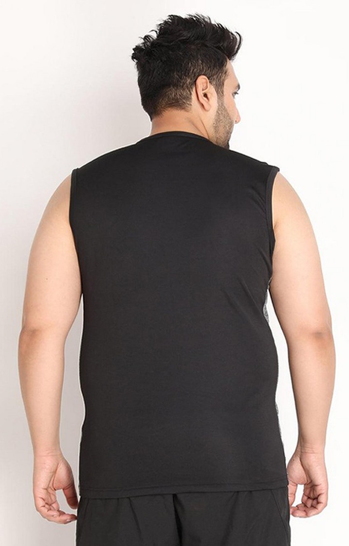 Men's Black Solid Polyester Vest