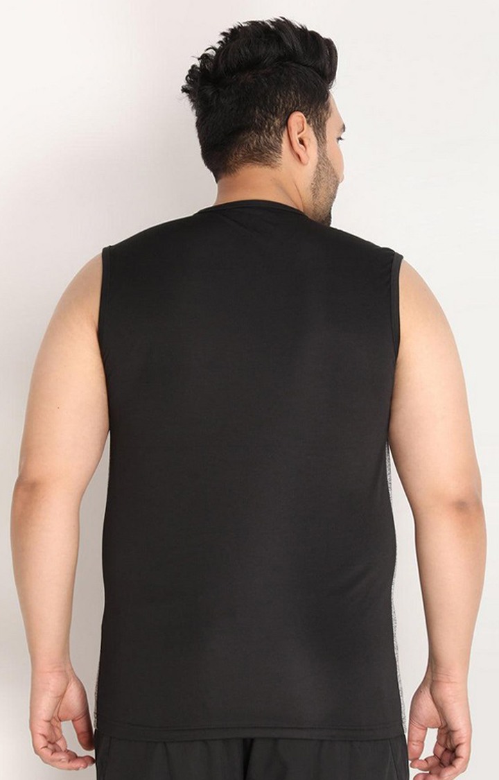 Men's Black Solid Polyester Vest