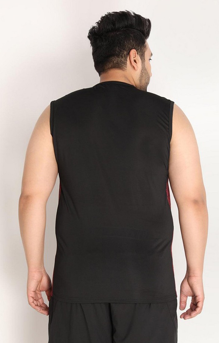 Men's Black Solid Polyester Vest