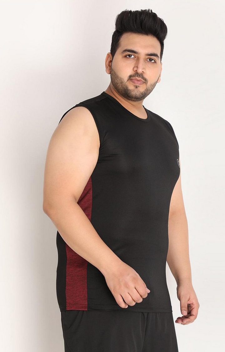 Men's Black Solid Polyester Vest
