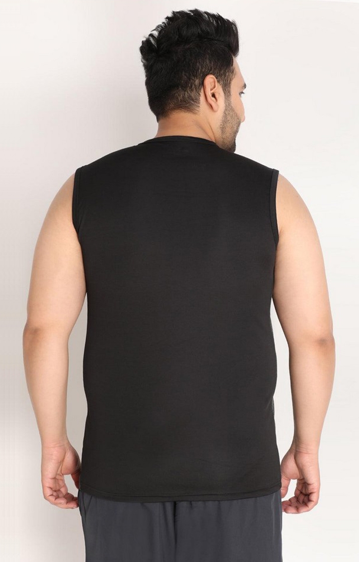 Men's Black Solid Polyester Vest