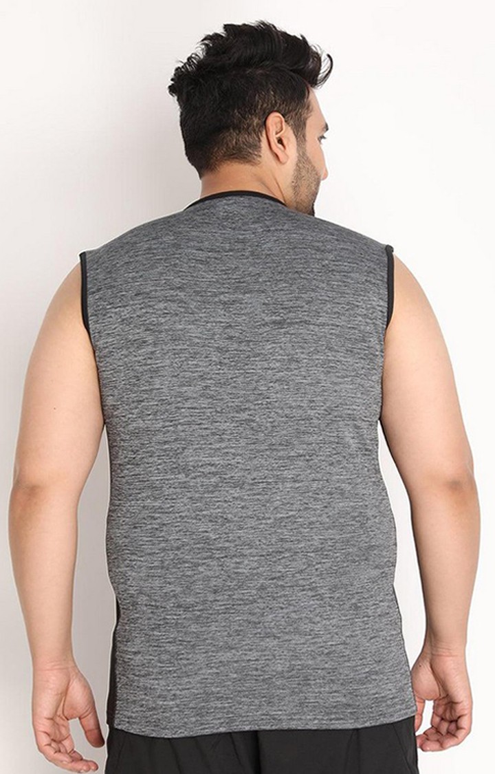 Men's Dark Grey Melange Textured Polyester Vest