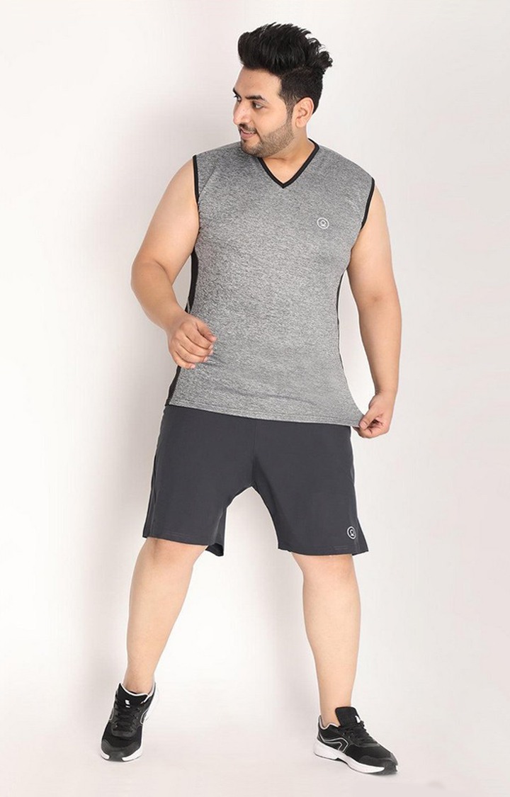 Men's Grey Melange Textured Polyester Vest