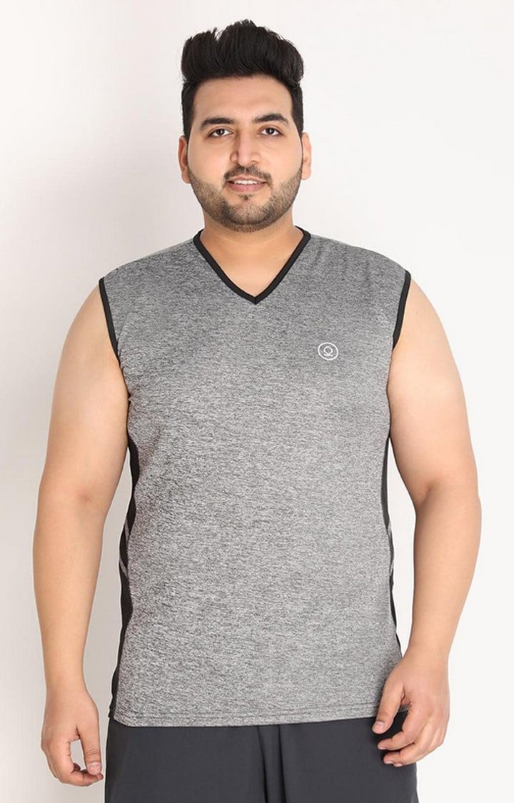 Men's Grey Melange Textured Polyester Vest