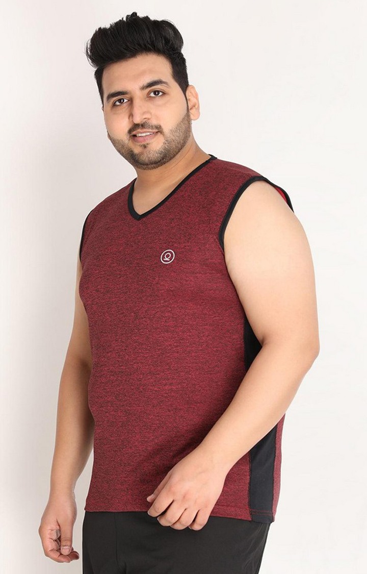 Men's Maroon Melange Textured Polyester Vest