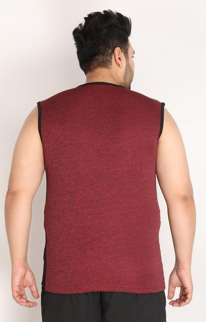 Men's Maroon Melange Textured Polyester Vest