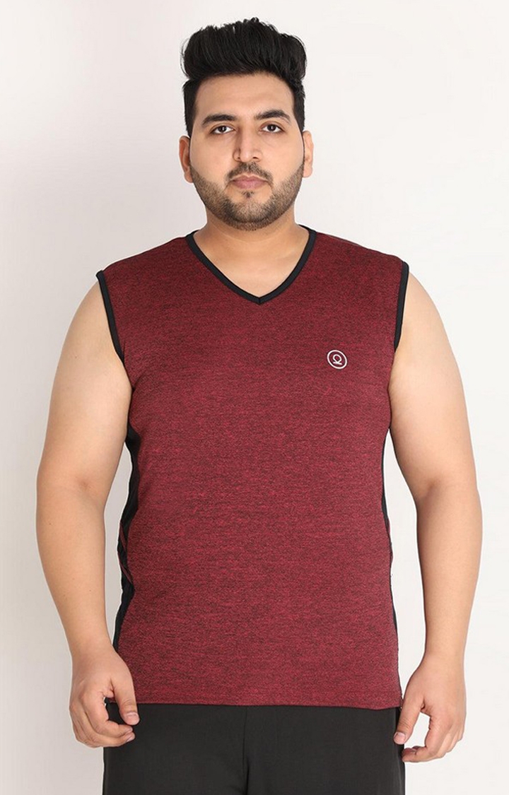 CHKOKKO | Men's Maroon Melange Textured Polyester Vest