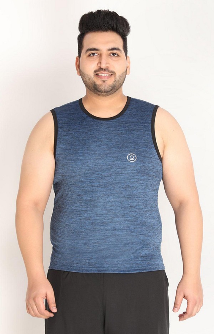 CHKOKKO | Men's Blue Melange Textured Polyester Vest