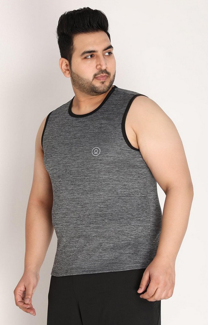 Men's Dark Grey Melange Textured Polyester Vest