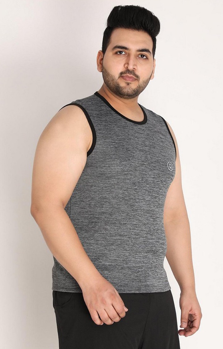 Men's Dark Grey Melange Textured Polyester Vest