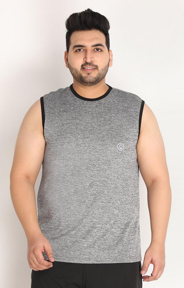 CHKOKKO | Men's Light Grey Melange Textured Polyester Vest