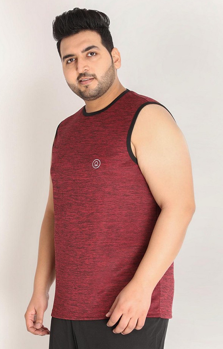 Men's Maroon Melange Textured Polyester Vest