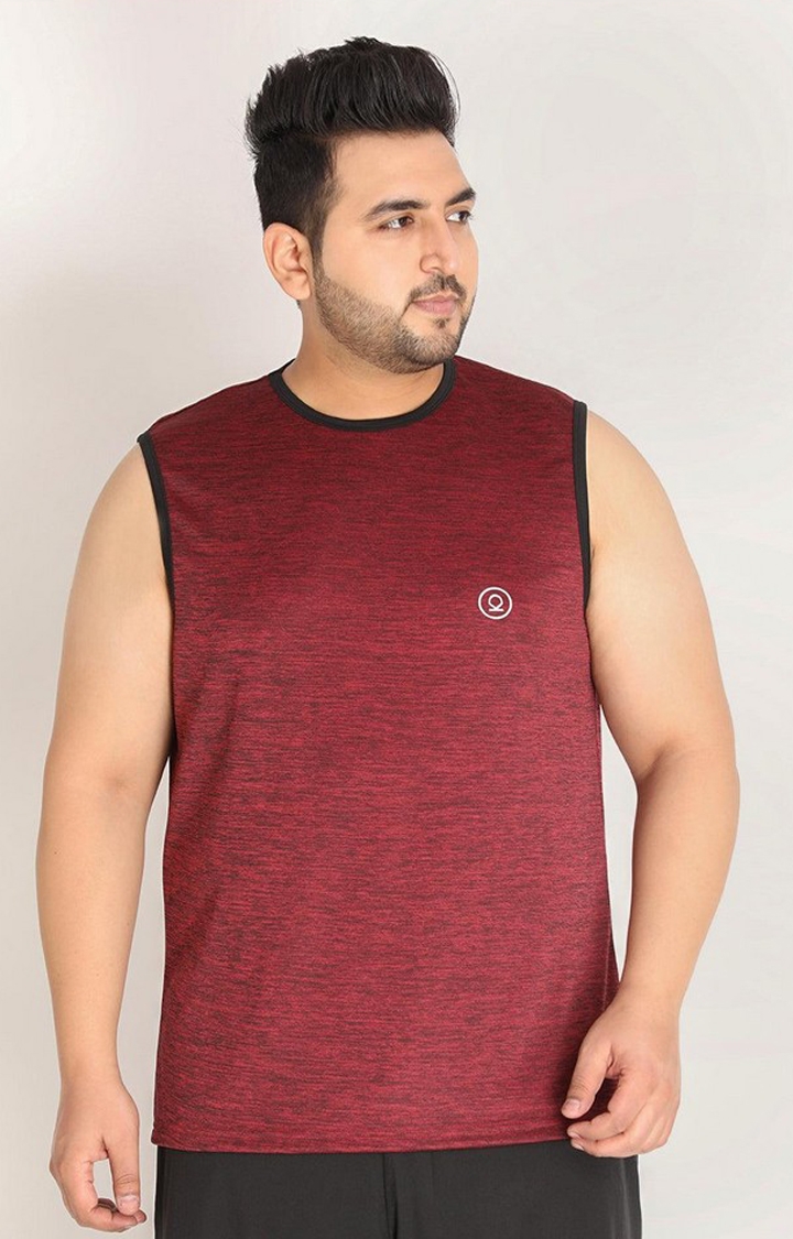 Men's Maroon Melange Textured Polyester Vest